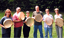 Glen Velez (second from left), Andy Hall, (third from right), Toni Kellar (second from right).
